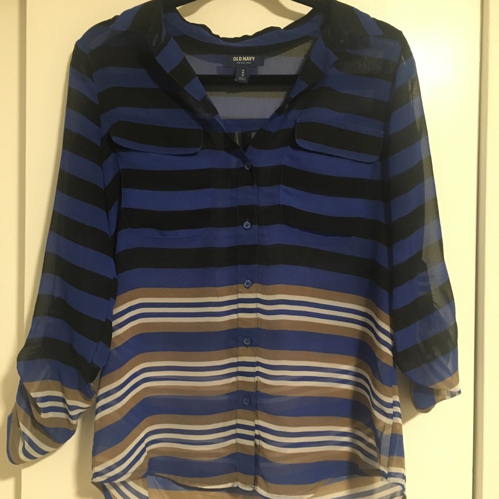 Old Navy blue and black stripped shirt